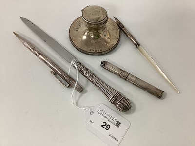 Lot 29 - A Hallmarked Silver Inkwell, F&Co, Birmingham...