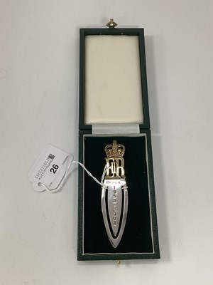 Lot 26 - A Hallmarked Silver Commemorative Page Marker,...