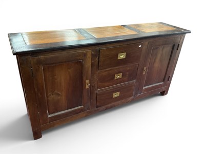 Lot 1515 - Hardwood Sideboard with Brass Campaign Handles,...
