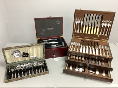 Lot 173 - A Vintage Wooden Two Drawer Canteen Case,...