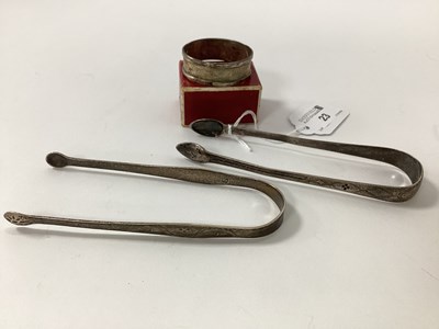 Lot 23 - A Pair of Georgian Hallmarked Silver Tongs,...
