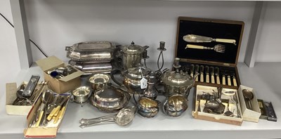 Lot 184 - Assorted Plated Ware, including liddd entree...