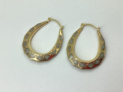 Lot 97 - A Pair of Two-Colour Hollow Creole Hoop...