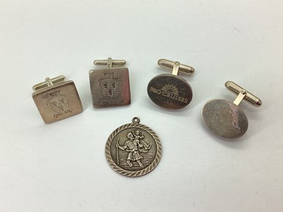 Lot 207 - A Pair of Square Hallmarked Silver Cufflinks,...