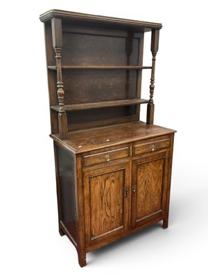 Lot 1482 - XIX Century Oak Dresser, the rack with two...