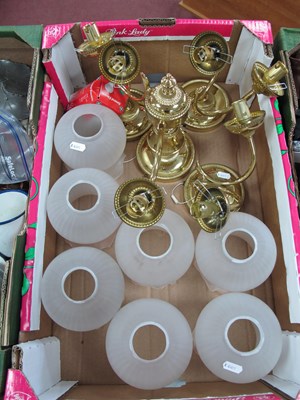 Lot 1062 - A Set of Brass-effect Ceiling Light Fittings,...