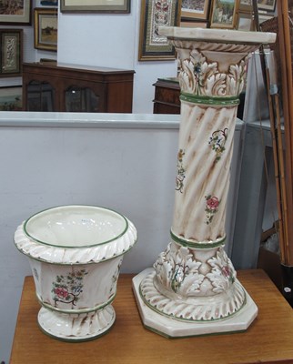 Lot 1165 - Capodimonte Italian Ceramic Jardiniere and...