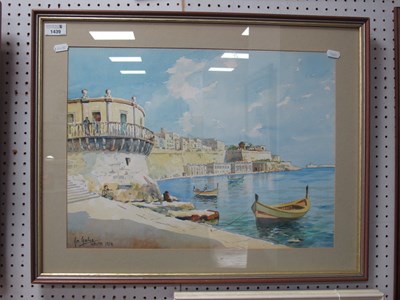 Lot 1439 - Joseph Galia (1904-85) Maltese Harbour Scene,...
