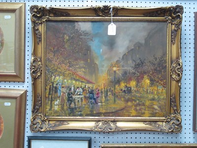 Lot 1438 - Ash, 'Busy Parisian Street Scene with waiters...
