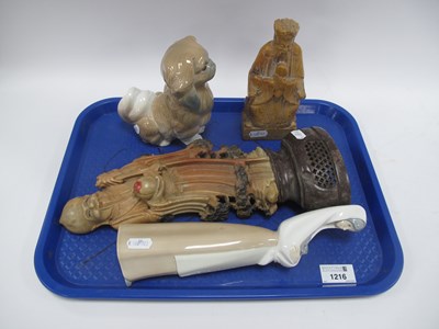 Lot 1216 - Lladro Pekingese Dog, 15cm tall, Nao lady, two...
