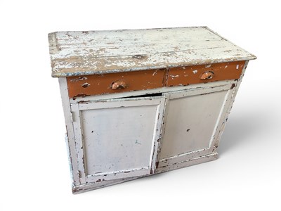 Lot 1505 - Painted Pine Kitchen Cupboard circa 1900 with...
