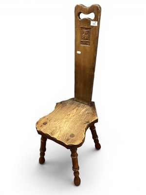 Lot 1497 - Oak Welsh Spinning Chair with shield shape...