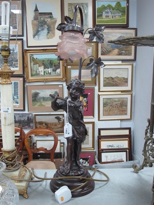Lot 1402 - Resin Table Lamp featuring a flautist, 64cm tall.