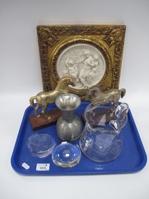 Lot 1215 - Pair of Gilt Metal Prancing Horses, on wooden...