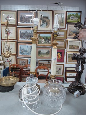 Lot 1400 - Two Onyx and Gilt Metal Table Lamps, together...