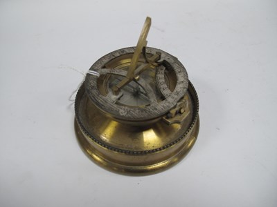 Lot 1271 - Brass Cased Pocket Sundial, with silvered...